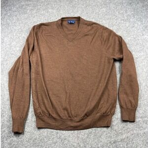 Paul Fredrick‎ Sweater Men's XL Brown Extra Fine Merino Wool V-Neck